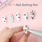 Close up of Syosi Angnya nail dotting tool stainless steel tips