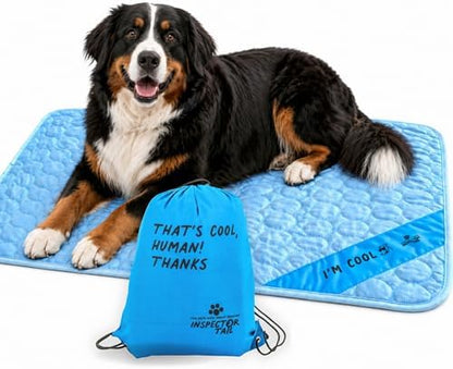 INSPECTOR TAIL Dog Cooling Mat - No Freeze Needed, Self-Cooling Pad for Extra Large Dogs, Washable Portable for Crate Kennel Car Sofa Bed Floor, Indoor Outdoor Summer Use, 47"x31" with Carry Bag - Image 2