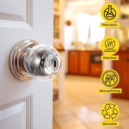 Dimension view of 2.7 by 2.3 inch safety door knob covers