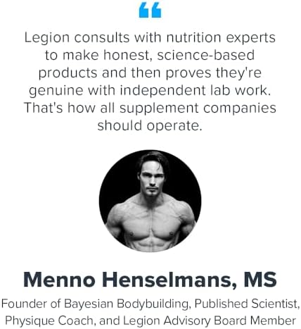 Complete packaging overview of authentic USA sourced Legion sports nutrition product.