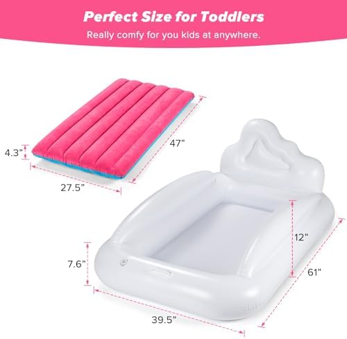 USHMA inflatable toddler bed package contents showing deflation portability for travel