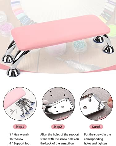 Professional nail art technician using pink arm rest