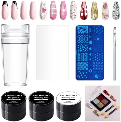 Twoeight 8 piece French tip nail stamp kit set