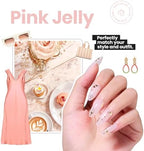 Glossy sheer pink manicure look achieved using the fast drying Beetles nail growth treatment without UV light.