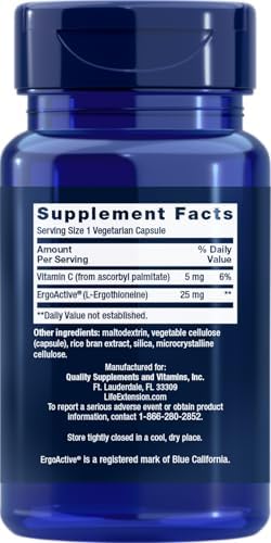 Life Extension healthy aging amino acid antioxidant supplement facts label view