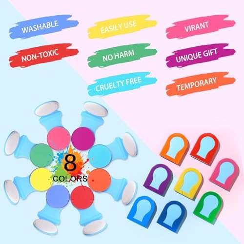 Close up of 8 vibrant hair chalk color set