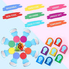 Close up of 8 vibrant hair chalk color set