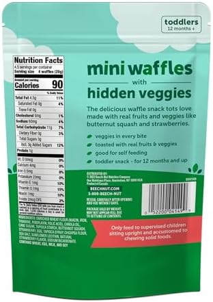 Back layout of Beech-Nut hidden veggies Stage Four baby food bag detailing nutrition facts