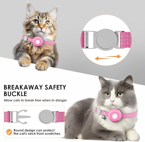 Adjustable pink pet tracking collar laid flat demonstrating the 7.87 to 13 inches measurement scale.