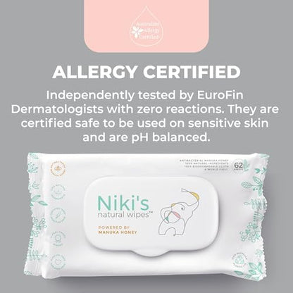 Close up of Niki's Natural sensitive baby wipes fabric
