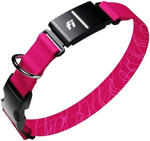 Fi Series 3 Plus pink medium smart collar with built-in LED light strip