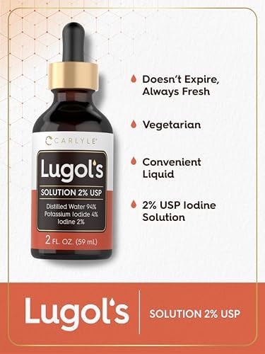 Two fluid ounce bottle of crystal sourced vegetarian iodine solution