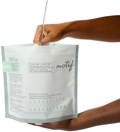 Motif Medical steaming bag showing the write-on label usage tracker