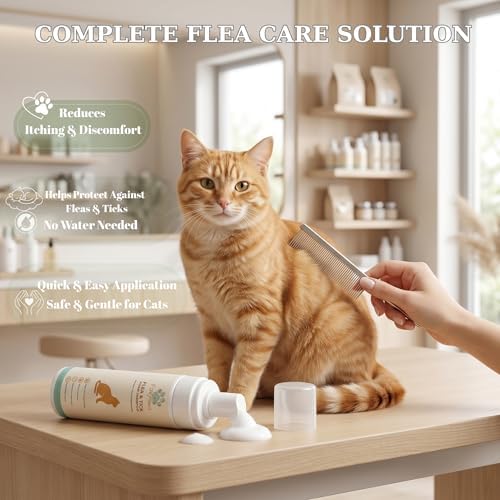 Foam texture demonstration of Fav Paws flea and tick no rinse cat shampoo
