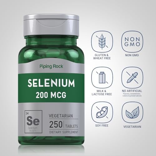 Essential mineral selenium 200 mcg tablets for thyroid health and metabolic support