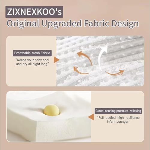 Top view of baby relaxing on Zixnexkoo memory foam lounger