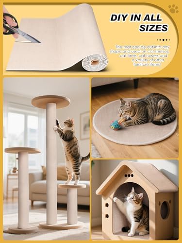 Peeling the backing off the Minyii trimmable cat scratching carpet to expose adhesive