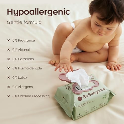 Bc Babycare Cloud Moist Baby Wipes, Thick & XL, 99% Water, Ultra-Hydrating, Unscented, Hypoallergenic for Sensitive Skin, Biodegradable, 3 Flip-Top, 240 Count - Image 5