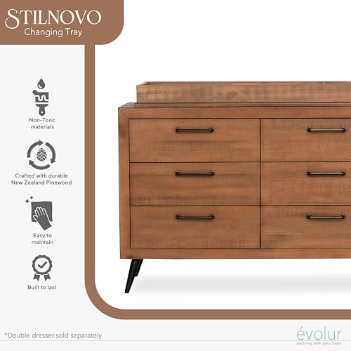 Evolur Stilnovo changing tray close up wood grain detail