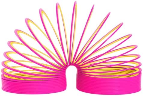 Authentic neon plastic Slinky coils measuring three point two five inches in diameter