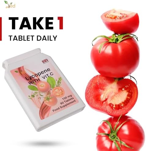 Ved Lycopene 100mg antioxidant tablets bottle showing nutritional facts panel