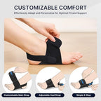 Unisex Fit Geno arch support sleeve shown on a foot to demonstrate the low-profile design.