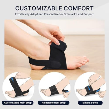 Unisex Fit Geno arch support sleeve shown on a foot to demonstrate the low-profile design.