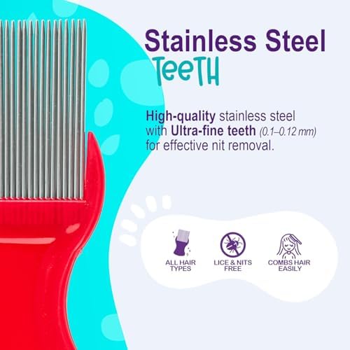 Double sided plastic dandruff and lice comb in vibrant green and blue colors.