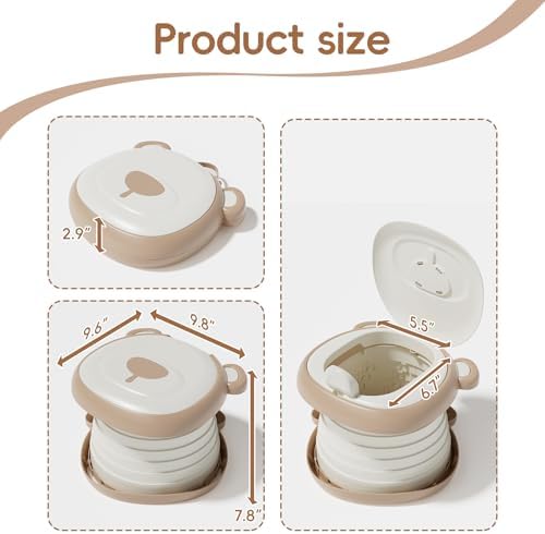 Toddler using Akimraby foldable potty seat during outdoor camping