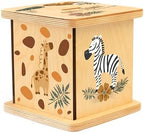 BloomOwl earthy jungle square coin bank premium wood grain side profile view