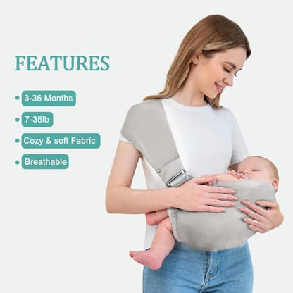 Ergonomic toddler carrier demonstrating back orientation carrying position for older babies