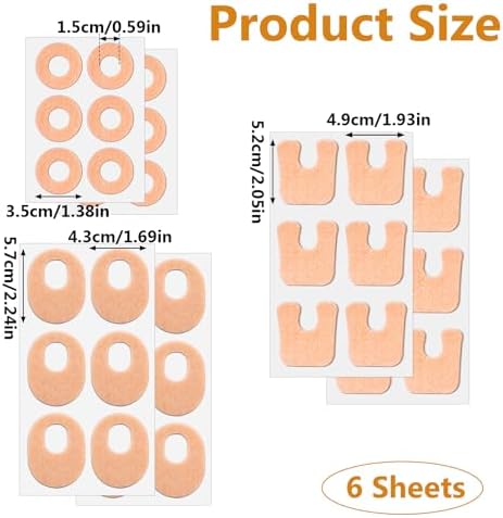 Assorted shapes of self-adhesive felt callus cushions in skin color