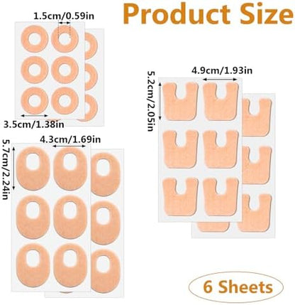 Assorted shapes of self-adhesive felt callus cushions in skin color