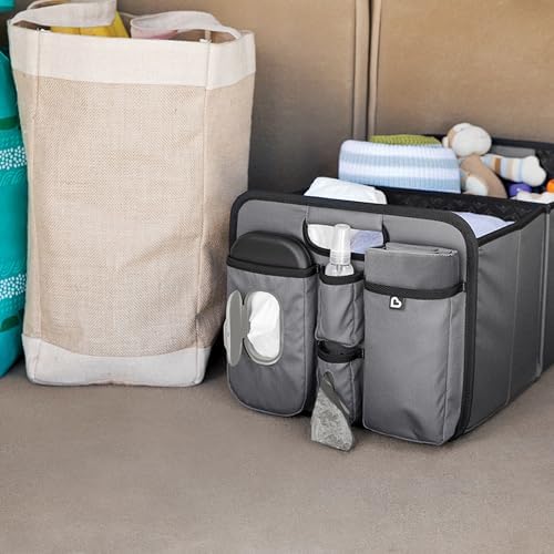 Munchkin Brica Out-N-About Trunk Organizer featuring included wipes case