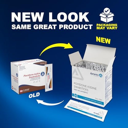 Individually wrapped 10 percent povidone iodine sterile swabsticks for skin prep
