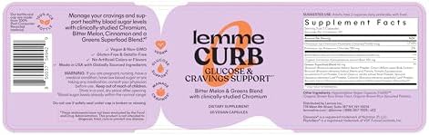 Side profile of Lemme Curb Cravings bottle showing directions for daily use and dosage information.