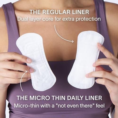 Cora daily liners being applied to apparel to show flexibility.