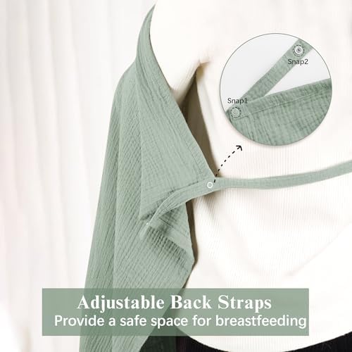 2 Pack Muslin Nursing Cover for Breastfeeding, Soft & Breathable 100% Cotton Breastfeeding Cover up - Image 5