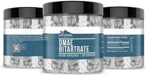 Pure undiluted 2-dimethylethanolamine supplement bottle showing nutritional information panel