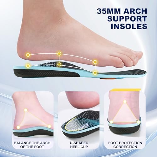 Black and blue ZOVE gel damping insoles for unisex foot pain relief.