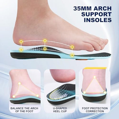 Black and blue ZOVE gel damping insoles for unisex foot pain relief.
