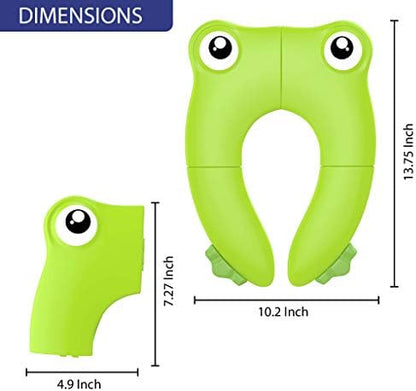 Close up of the durable polypropylene material and safety hinge on the Magtimes green potty seat