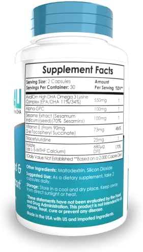 Nootropics Depot OmegaTAU supplement facts label detailing enhanced uridine and high DHA ingredients