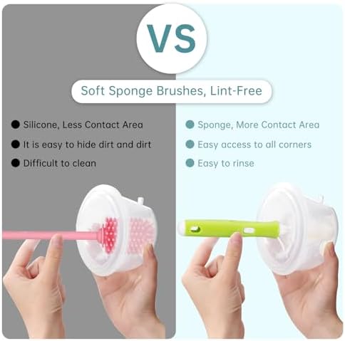 Close up of Bexdug sponge brush cleaning a breast pump flange