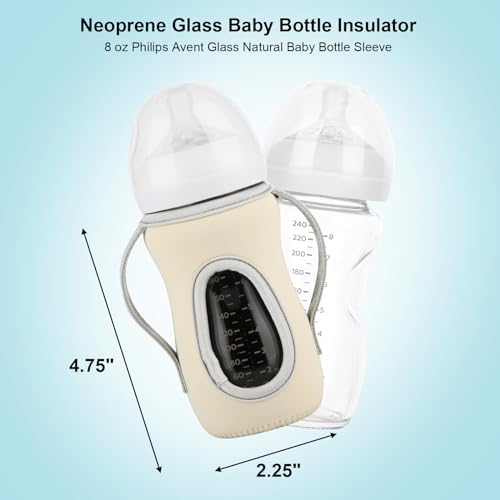Two beige reusable bottle sleeves showing ergonomic side handles