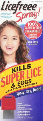 Licefreee non-toxic head lice spray with professional metal nit comb