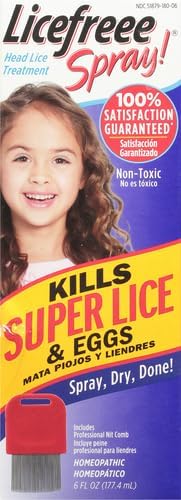 Licefreee non-toxic head lice spray with professional metal nit comb