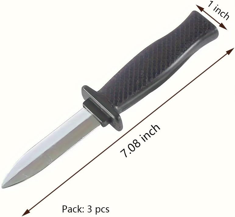 Three pack of safe Halloween prop knives with realistic silver colored blades