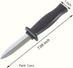Three pack of safe Halloween prop knives with realistic silver colored blades