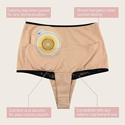 European made ostomy clothing for women showing lace detail